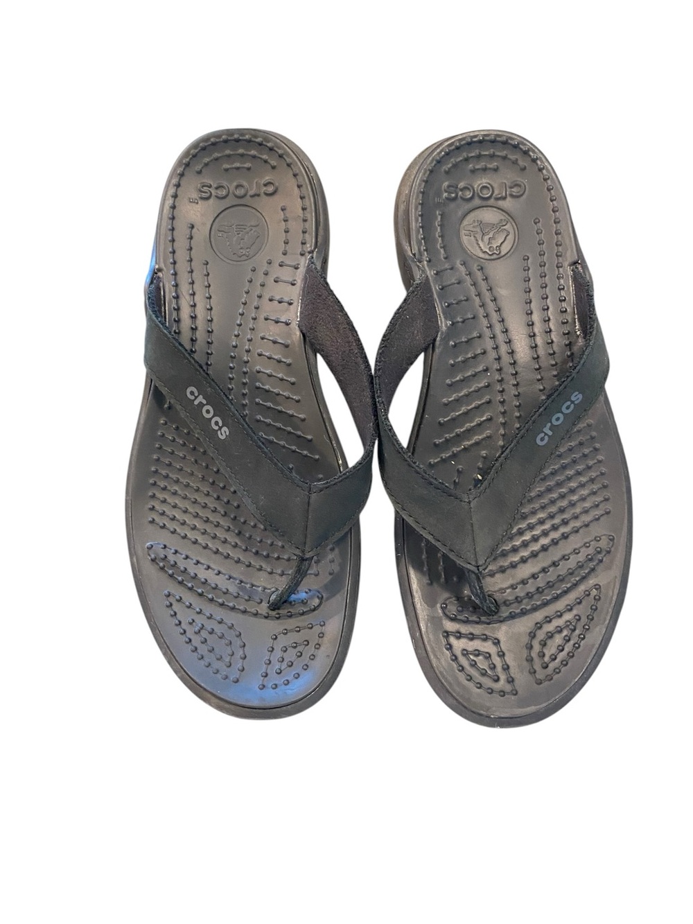 Crocs Capri IV Leather Flip Flop ergonomic comfort support massage pods shoes